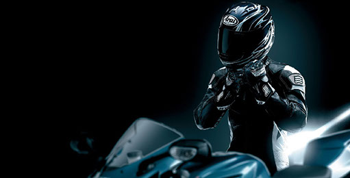 Rider with helmet